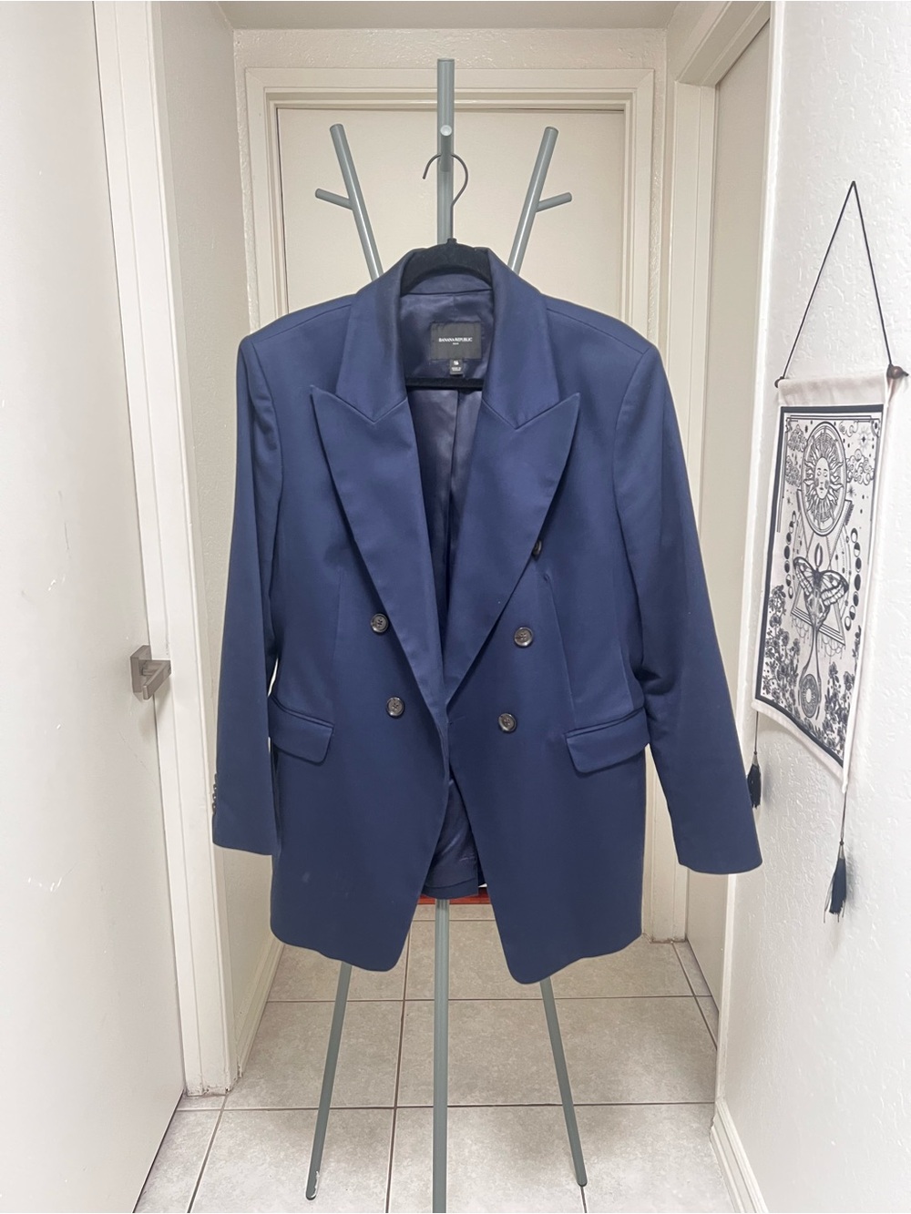 Banana Republic Navy Double-Breasted Blazer